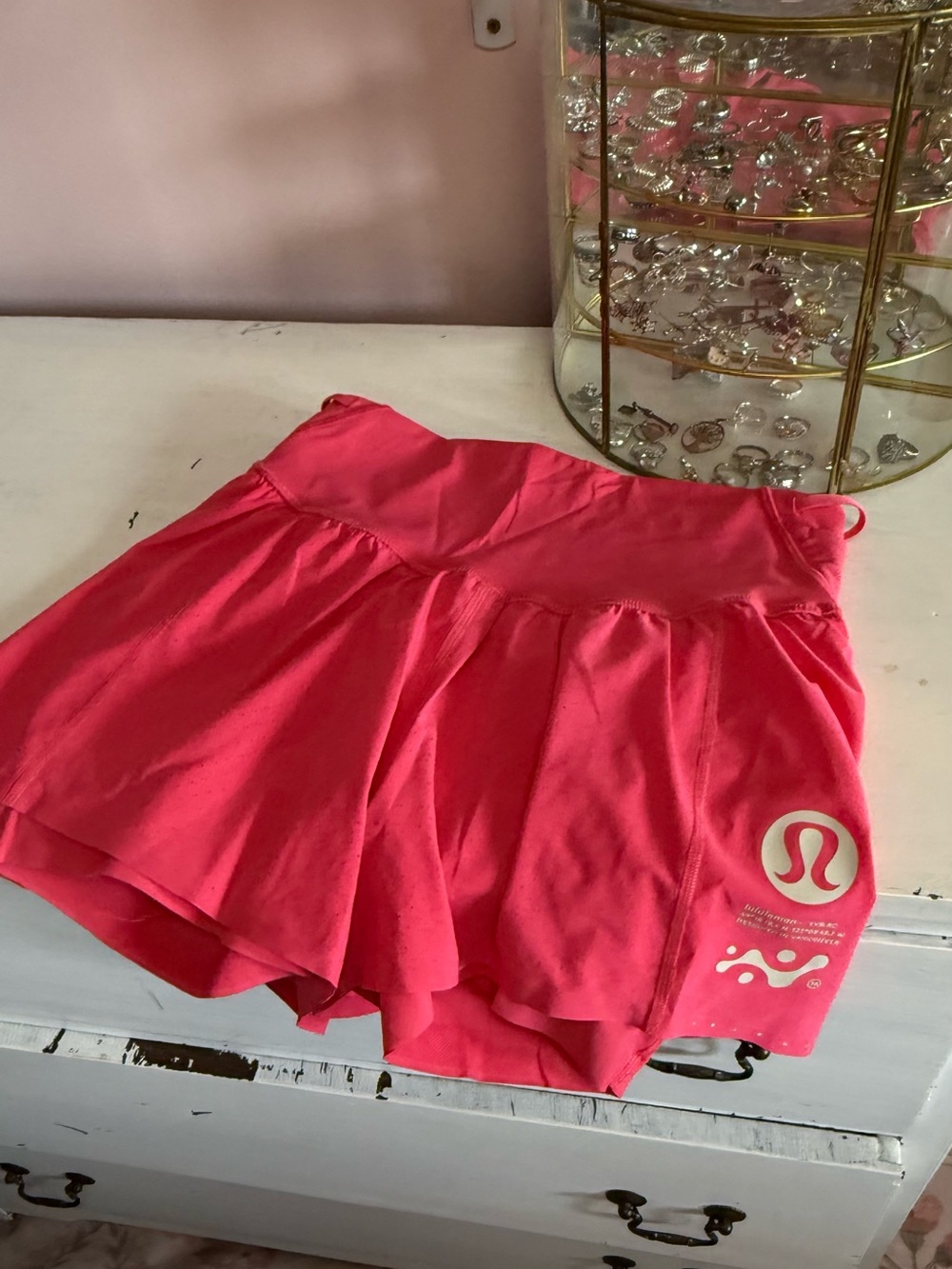 lululemon athletica Neon Coral Athletic Double Layered Tennis Shorts
